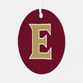 Elon University E Metalen Ornament (Voorkant links)