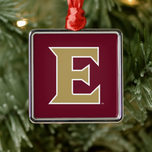 Elon University E Metalen Ornament (Boom)