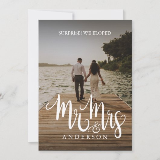 Eloped M. Mme [Nom] Faire-part de mariage (Devant)