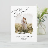 Eloped Modern Script Photo Wedding Announcement Kaart (Staand voorkant)