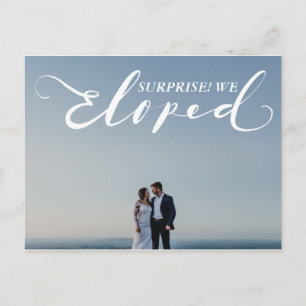 "Eloped" Verrassing Huwelijk Elegante Aankondiging Briefkaart