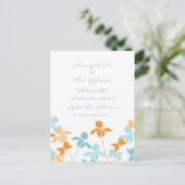 Elopement Aankondiging Briefkaarten Blauw Sinaasap (Staand voorkant)