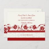 Elopement Aankondiging Briefkaarten Red Floral (Voorkant / Achterkant)