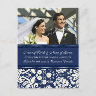 Elopement Aankondiging Foto Briefkaarten Blauw