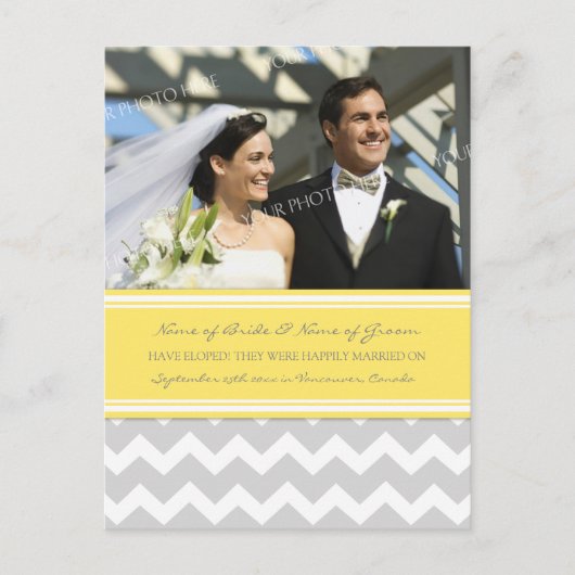 Elopement Aankondiging Foto Briefkaarten Lemon Gra (Voorkant)