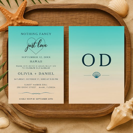 Elopement Beach Tropical Modern Wedding Reception Kaart