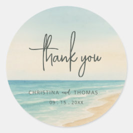 Elopement Beach Wedding Thank You Ronde Sticker