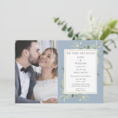 Elopement Dusty Blue Photo Mariage Faire-part (Debout devant)