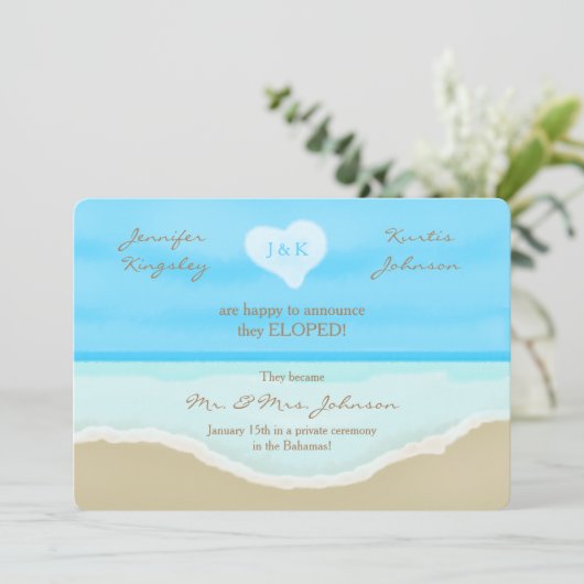 Elopement Faire-part Invitation Plage Aquarelle (Debout devant)