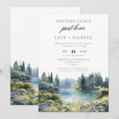 Elopement Forest Lakeside Floral Wedding Reception Kaart (Voorkant / Achterkant)