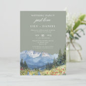Elopement Mountain Sage Green Wedding Reception Kaart (Staand voorkant)