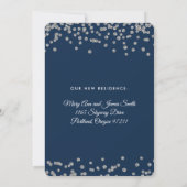 Elopement Silver Glitter Confetti Navy Blue Kaart (Achterkant)