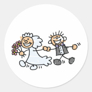 Elopement van de bruid- en bruinweddenschap ronde sticker