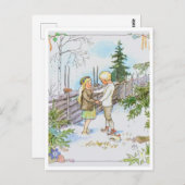  Elsa Beskow Sneeuw Kinderen Briefkaart (Voorkant / Achterkant)