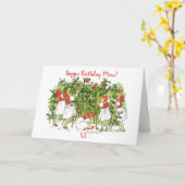 Elsa Beskow Verjaardag Aardbeismeisjes Kaart (Gele Bloem)