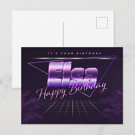 Elsa Name Vorname lila Postkarte Geburtstag Briefkaart (Voorkant / Achterkant)