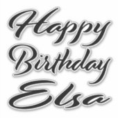 Elsa Nom Prénom Anniversaire de Black Sticker (Devant)