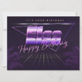 Elsa prénom carte rétro lilas pour anniversaire (Devant)