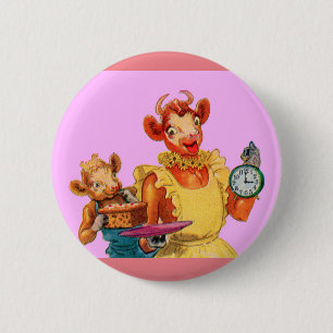 Elsie de Koe en dochter Beulah - Het is Caktijd Ronde Button 5,7 Cm