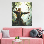 Elven Archer van het Woodland Realm Canvas Afdruk (Insitu (Woonkamer))