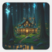 Elven Glade Castle Vierkante Sticker (Voorkant)
