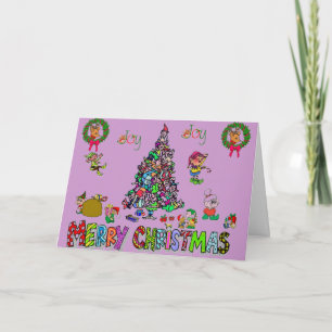 elven Kerstmis Feestdagen Kaart