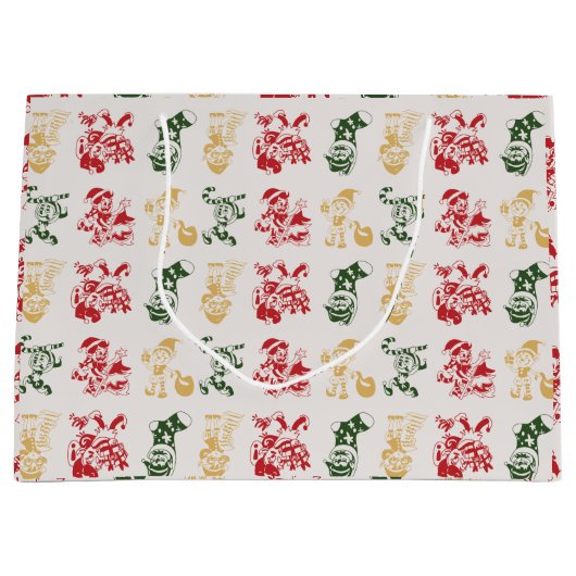 Elves Candy Cane Stockings kerstboompatroon Groot Cadeauzakje (Voorkant)