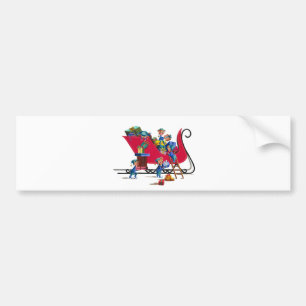 ELVES FILLING SANTA'S SLEIGH by SHARON SHARPE Bumpersticker