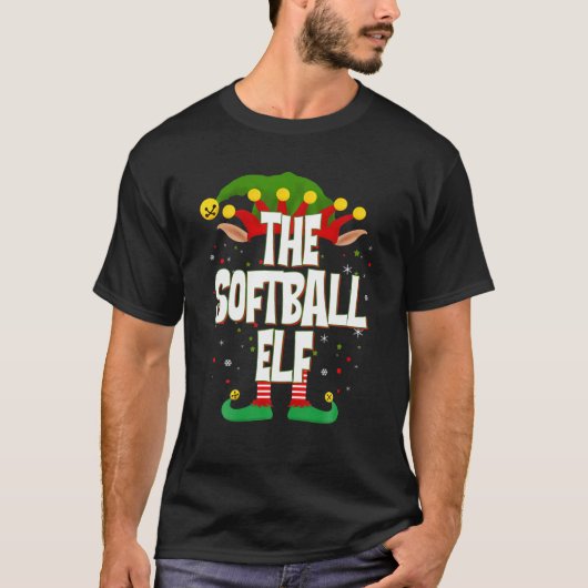 Elves Group The Softball Elf Kerstmis T-shirt (Voorkant)