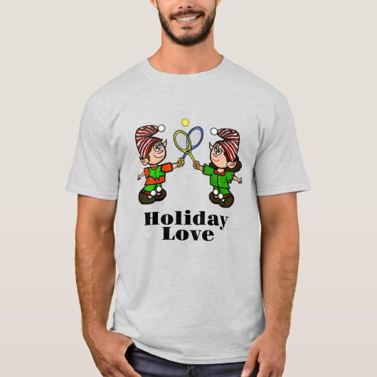 Elves met Tennis Rackets Kerstmis T-Shirt (Voorkant)