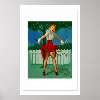 Elvgren940s Pin-Up Girl Trim Limbs Yardwork Poster