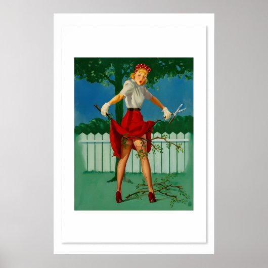 Elvgren940s Pin-Up Girl Trim Limbs Yardwork Poster (Devant)