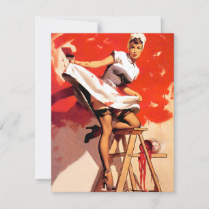 Elvgren schilderij in het rood feestdagenkaart