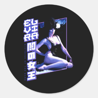 Elvira meesteres van de donkere maan baden ronde sticker