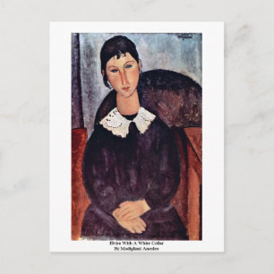 Elvira met een witte kraag van Modigliani Amedeo Briefkaart