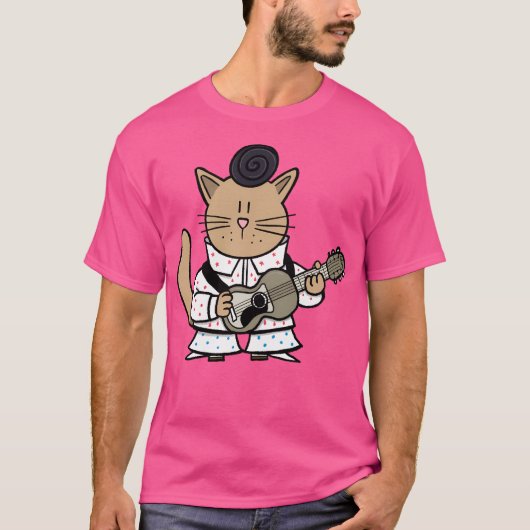 Elvis Cat - Rock'n'Roll Ontwerp T-shirt (Voorkant)