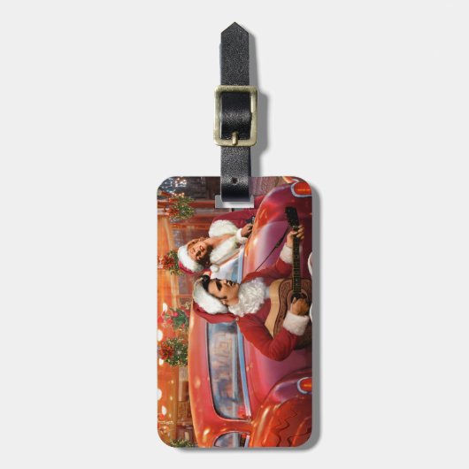Elvis en Marilyn Kerstmis Bagagelabel (Voorkant verticaal)
