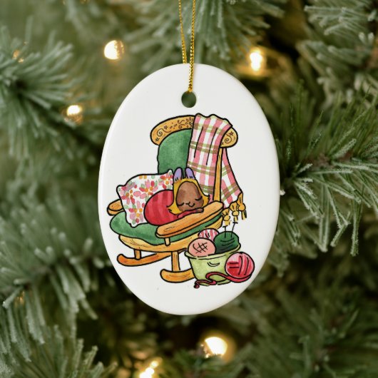 Elvis op de schommelstoel keramisch ornament (Boom)