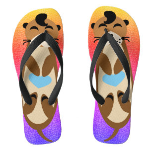 Elvis Otter met blauw hart op regenboog Teenslippers