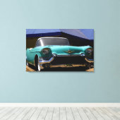 Elvis Presley's Green Cadillac Converteerbaar in Canvas Afdruk (Insitu (Houten vloer))