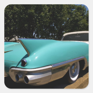 Elvis Presley's Green Cadillac Converteerbaar in Vierkante Sticker