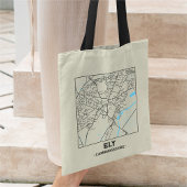 Ely, Cambridgeshire City Map Tote Bag