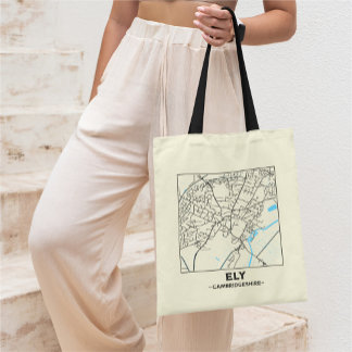 Ely, Cambridgeshire Stad Kaart Boodschappentas Tote Bag