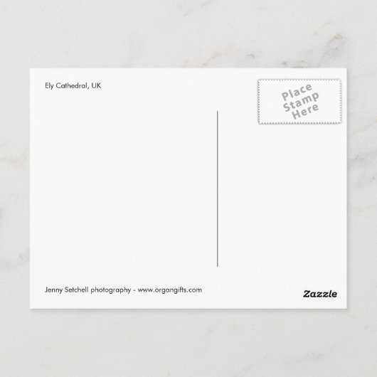 Ely Cathedral, Brits briefkaart (Achterkant)