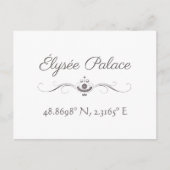 Élysée Palace Latitude Longitude Briefkaart (Voorkant)