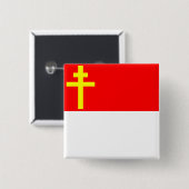Elzas Lorraine, Franse vlag Vierkante Button 5,1 Cm (Voorkant /achterkant)