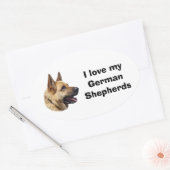 Elzassisch Duits herderderportret Ovale Sticker (Envelop)