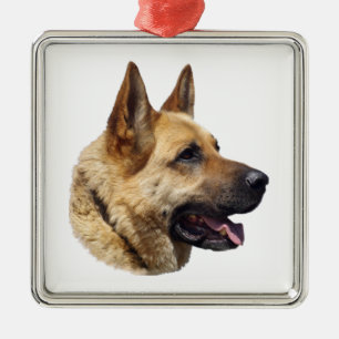 Elzatians Duits herderportret Metalen Ornament