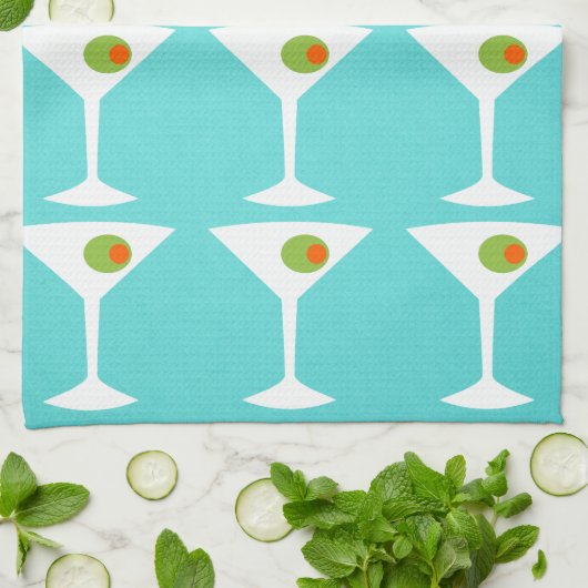 'Em Coming Martini Kitchen Towel (turquoise) Theedoek (Gevouwen)