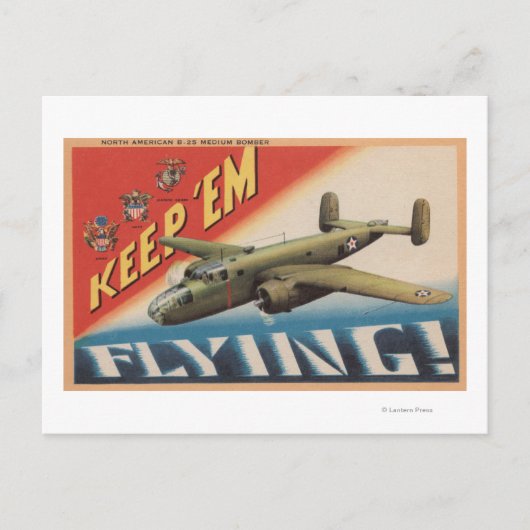 'Em Flying/B-25 Medium Bomber (vliegtuig) Briefkaart (Voorkant)